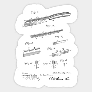 Safety Razor Vintage Patent Hand Drawing Sticker